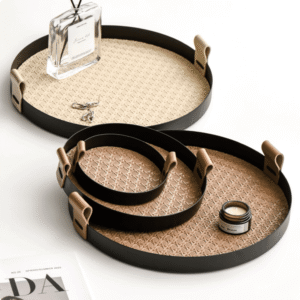 LEATHER VANITY TRAY - CIRCULAR